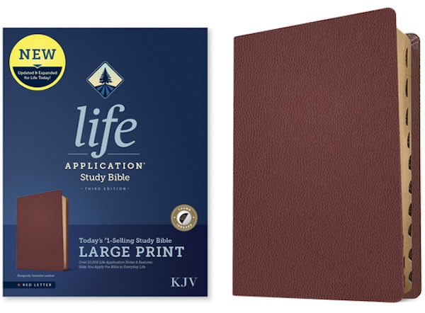 Cover image for KJV Life Application Study Bible, Third Edition, Large Print (Genuine Leather, Burgundy, Indexed, Red Letter), isbn: 9781496477477