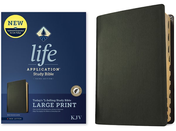Cover image for KJV Life Application Study Bible, Third Edition, Large Print (Genuine Leather, Black, Indexed, Red Letter), isbn: 9781496477491