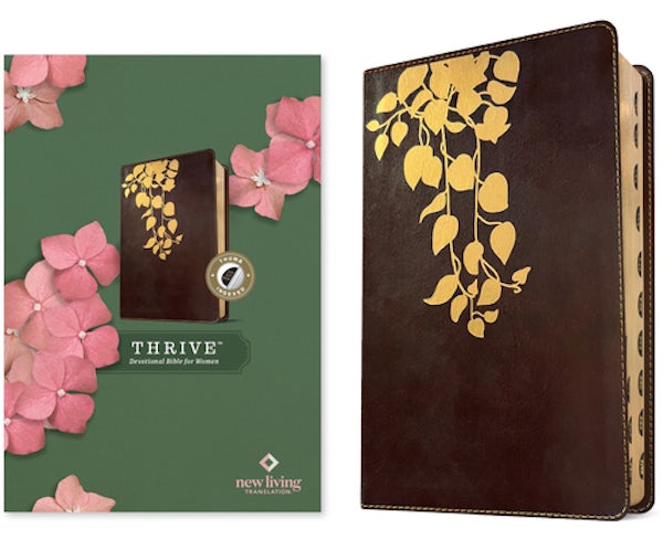 Cover image for NLT Thrive Devotional Bible for Women (Leatherlike, Cascade Deep Brown, Indexed), isbn: 9781496477958