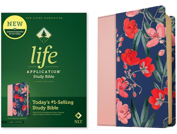 Cover image for NLT Life Application Study Bible, Third Edition (Leatherlike, Pink Evening Bloom, Red Letter), isbn: 9781496478986