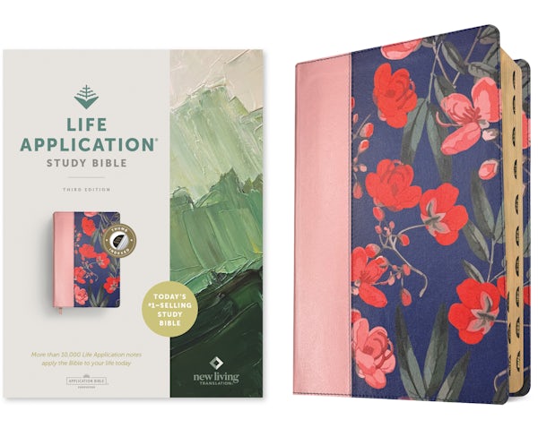 Cover image for NLT Life Application Study Bible, Third Edition (Leatherlike, Pink Evening Bloom, Indexed, Red Letter), isbn: 9781496478993