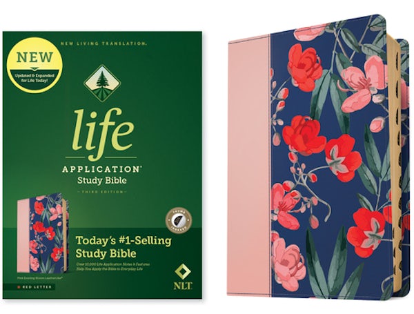 Cover image for NLT Life Application Study Bible, Third Edition (Leatherlike, Pink Evening Bloom, Indexed, Red Letter), isbn: 9781496478993