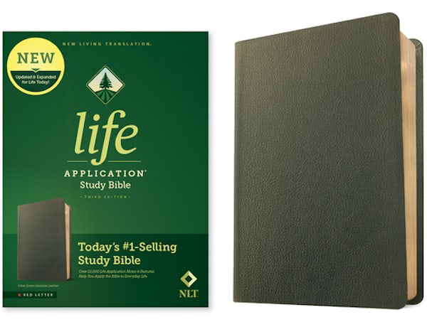 Cover image for NLT Life Application Study Bible, Third Edition (Genuine Leather, Olive Green, Red Letter), isbn: 9781496479006