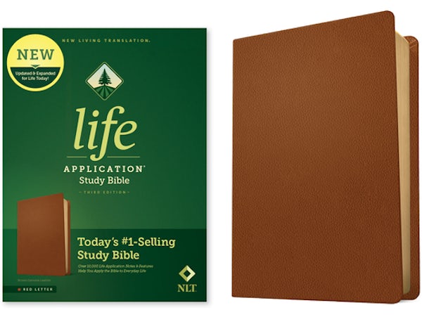 Cover image for NLT Life Application Study Bible, Third Edition (Genuine Leather, Brown, Red Letter), isbn: 9781496479020