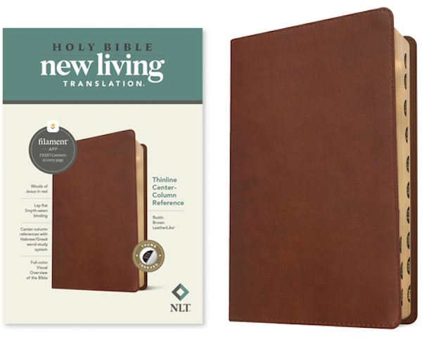 Cover image for NLT Thinline Center-Column Reference Bible, Filament Enabled (Leatherlike, Rustic Brown, Indexed, Red Letter), isbn: 9781496479051