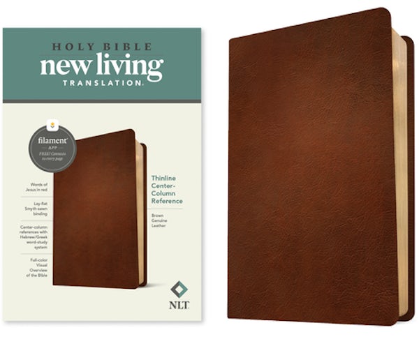 Cover image for NLT Thinline Center-Column Reference Bible, Filament Enabled (Genuine Leather, Brown, Red Letter), isbn: 9781496479105