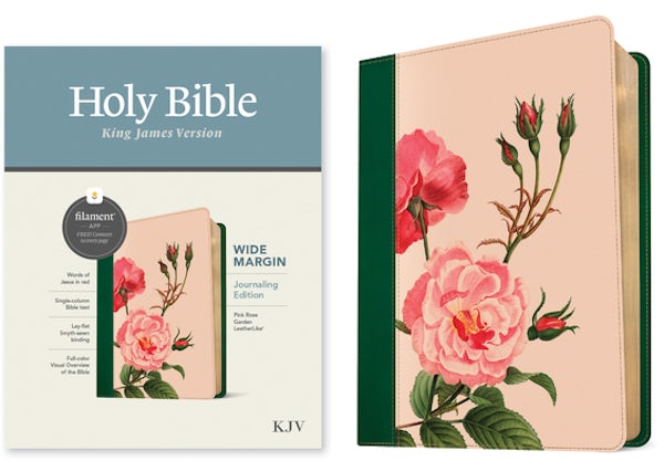 Cover image for KJV Wide Margin Bible, Filament Enabled (Leatherlike, Pink Rose Garden, Red Letter), isbn: 9781496479174