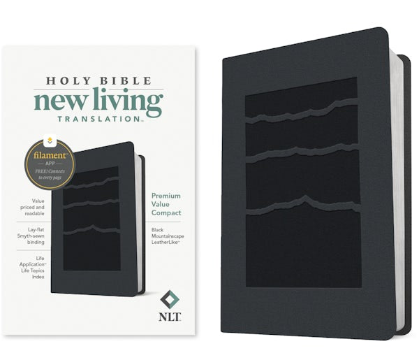 Cover image for NLT Premium Value Compact Bible, Filament Enabled (Leatherlike, Black Mountainscape), isbn: 9781496479266