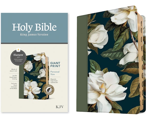 Cover image for KJV Personal Size Giant Print Bible, Filament Enabled (Leatherlike, Magnolia Sage Green, Indexed, Red Letter), isbn: 9781496480095