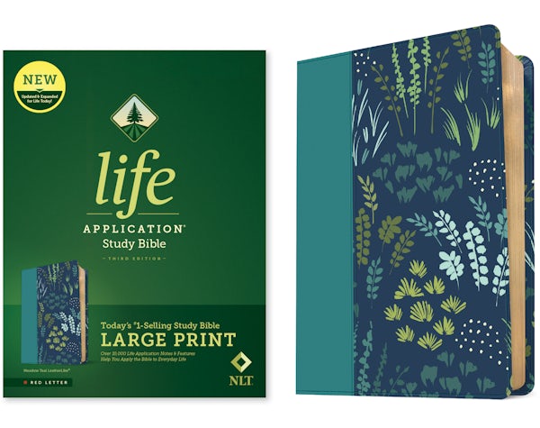 Cover image for NLT Life Application Study Bible, Third Edition, Large Print (Leatherlike, Meadow Teal, Red Letter), isbn: 9781496483065