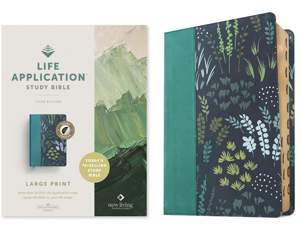 Cover image for NLT Life Application Study Bible, Third Edition, Large Print (Leatherlike, Meadow Teal, Indexed, Red Letter), isbn: 9781496483072