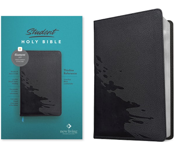 Cover image for NLT Student Bible, Thinline Reference, Filament Enabled (Leatherlike, Overflow Black, Red Letter), isbn: 9781496483898