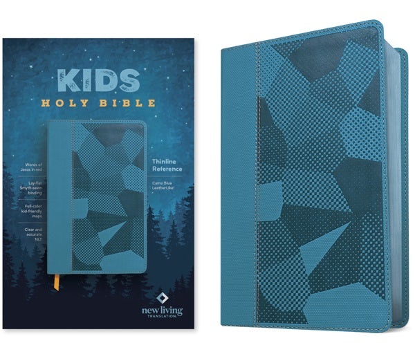 Cover image for NLT Kids Bible, Thinline Reference Edition (Leatherlike, Camo Blue, Red Letter), isbn: 9781496483973