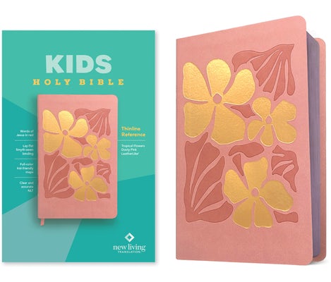 Cover image for NLT Kids Bible, Thinline Reference Edition (Leatherlike, Tropical Flowers Dusty Pink, Red Letter), isbn: 9781496483980
