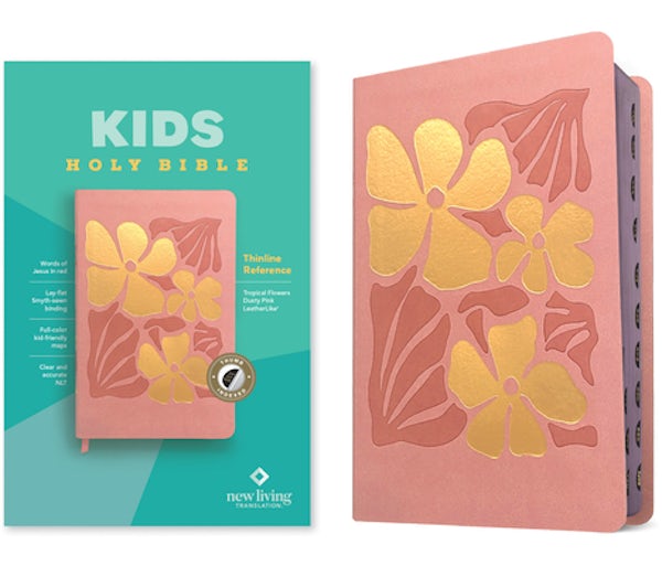 Cover image for NLT Kids Bible, Thinline Reference Edition (Leatherlike, Tropical Flowers Dusty Pink, Indexed, Red Letter), isbn: 9781496484000