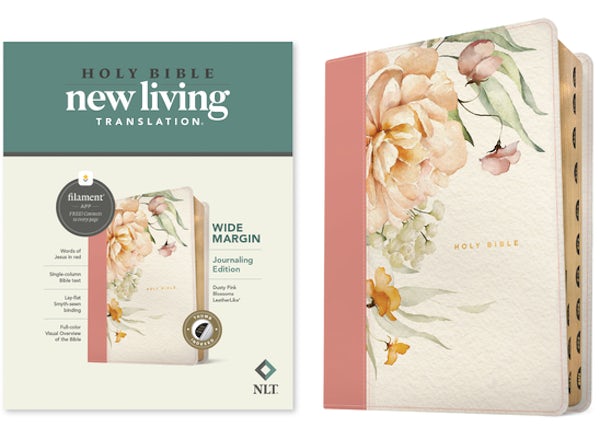 Cover image for NLT Wide Margin Bible, Filament Enabled (Leatherlike, Dusty Pink Blossoms, Indexed), isbn: 9781496484024