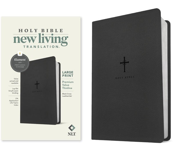 Cover image for NLT Large Print Premium Value Thinline Bible, Filament Enabled (Leatherlike, Black Cross), isbn: 9781496484031