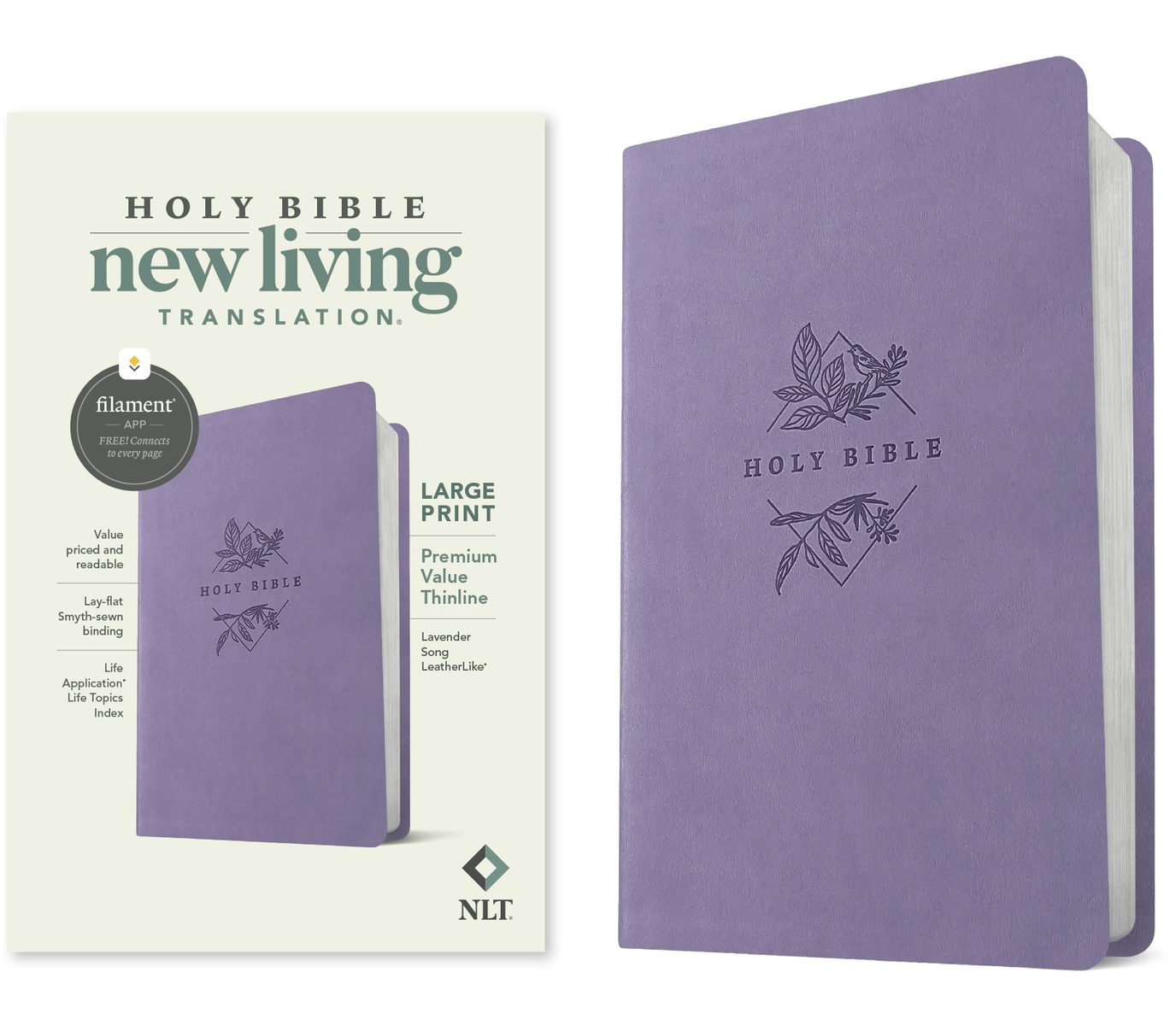 Cover image for NLT Large Print Premium Value Thinline Bible, Filament Enabled (Leatherlike, Lavender Song), isbn: 9781496484048