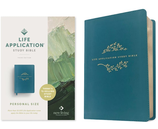 Cover image for NLT Life Application Study Bible, Third Edition, Personal Size (Leatherlike, Teal Blue, Red Letter), isbn: 9781496484741