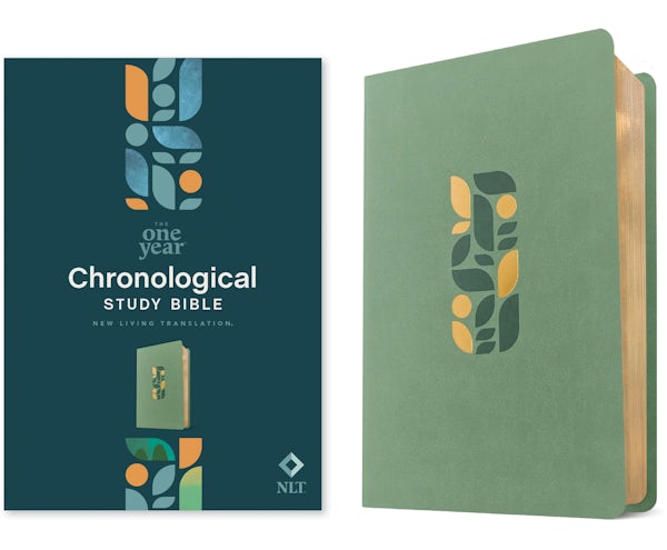 Cover image for NLT One Year Chronological Study Bible (Leatherlike, Sage Green Mosaic), isbn: 9781496485601