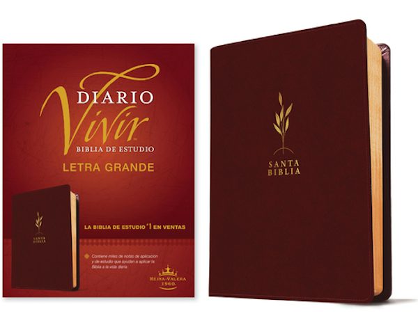 Cover image for Biblia de Estudio del Diario Vivir Rvr60, Letra Grande (Sentipiel, Vino Tinto, Letra Roja), isbn: 9781496486660