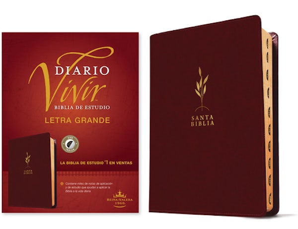 Cover image for Biblia de Estudio del Diario Vivir Rvr60, Letra Grande (Sentipiel, Vino Tinto, �ndice, Letra Roja), isbn: 9781496486677