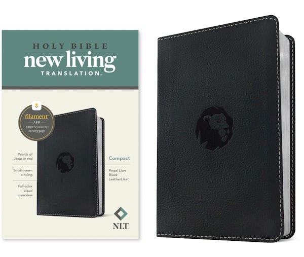 Cover image for NLT Compact Bible, Filament Enabled (Leatherlike, Regal Lion Black, Red Letter), isbn: 9781496486714