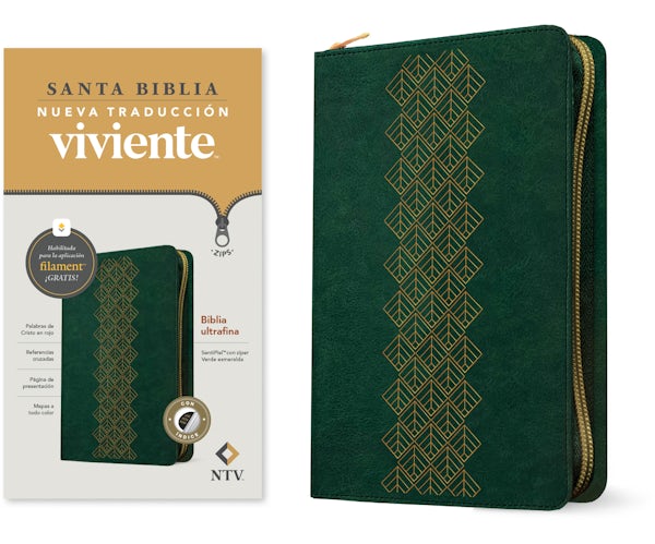 Cover image for Biblia Ultrafina Ntv de Z�per, Con Filament (Sentipiel, Verde Esmeralda, �ndice, Letra Roja), isbn: 9781496486820