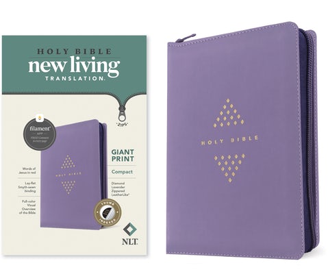 Cover image for NLT Compact Giant Print Zipper Bible, Filament Enabled (Leatherlike, Diamond Lavender, Indexed, Red Letter), isbn: 9781496486851