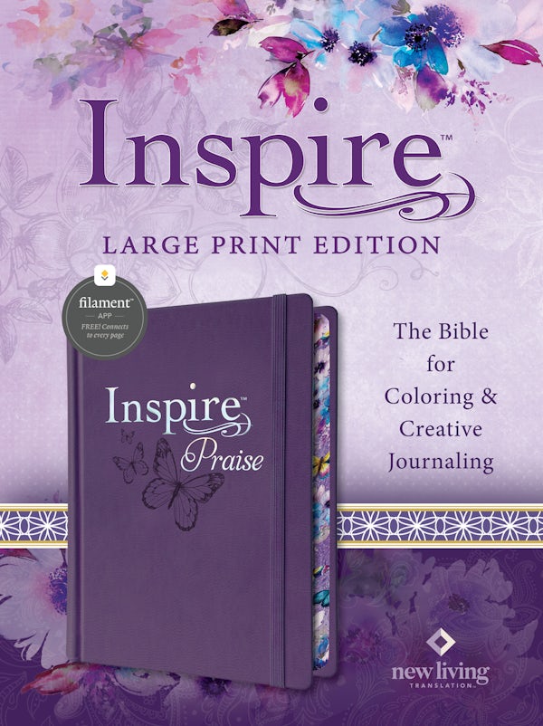 Cover image for Inspire Praise Bible Large Print Nlt, Filament Enabled (Hardcover Leatherlike, Purple), isbn: 9781496487896