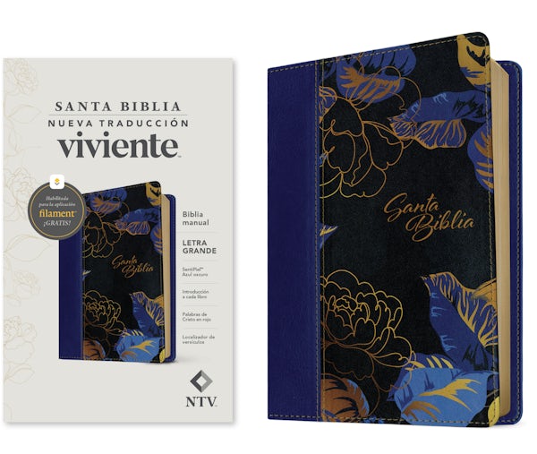 Cover image for Biblia Manual Ntv, Letra Grande Con Filament (Sentipiel, Azul Oscuro, Letra Roja), isbn: 9781496488329