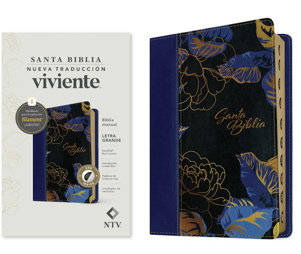 Cover image for Biblia Manual Ntv, Letra Grande Con Filament (Sentipiel, Azul Oscuro, �ndice, Letra Roja), isbn: 9781496488336