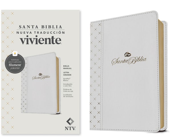 Cover image for Biblia Manual Ntv, Letra Grande Con Filament (Sentipiel, Blanco, Letra Roja), isbn: 9781496488343