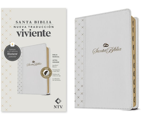 Cover image for Biblia Manual Ntv, Letra Grande Con Filament (Sentipiel, Blanco, �ndice, Letra Roja), isbn: 9781496488350