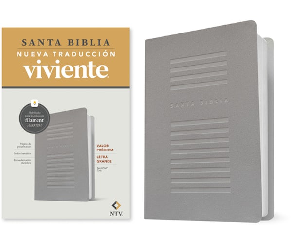Cover image for Biblia Valor Pr�mium Ntv, Letra Grande Con Filament (Sentipiel, Gris), isbn: 9781496489005