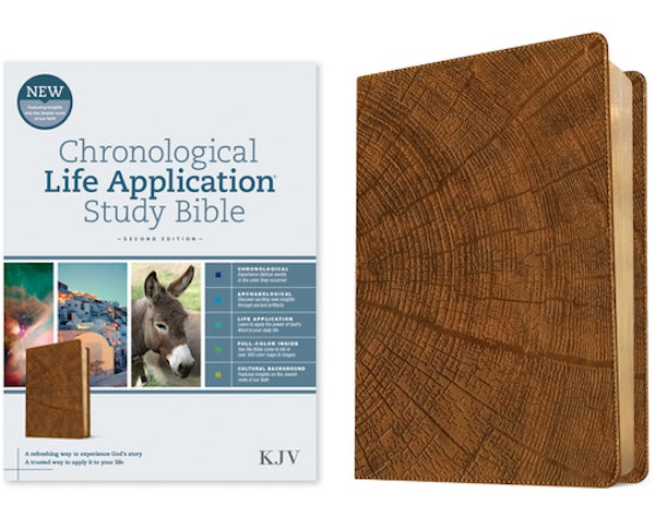 Cover image for KJV Chronological Life Application Study Bible, Second Edition (Leatherlike, Heritage Oak Camel), isbn: 9781496489562