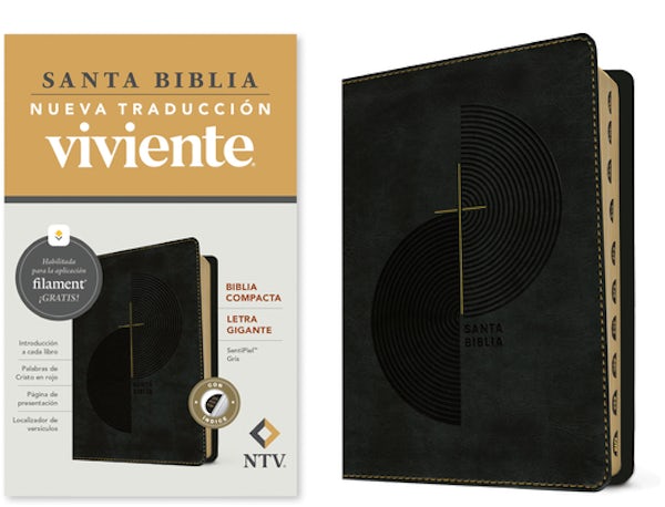 Cover image for Biblia Compacta Ntv, Letra Gigante Con Filament (Sentipiel, Gris, �ndice, Letra Roja), isbn: 9781496489685