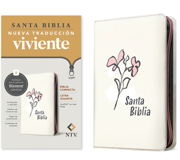 Cover image for Biblia Compacta Ntv, Letra Gigante de Z�per Con Filament (Sentipiel, Beige, Letra Roja), isbn: 9781496489692