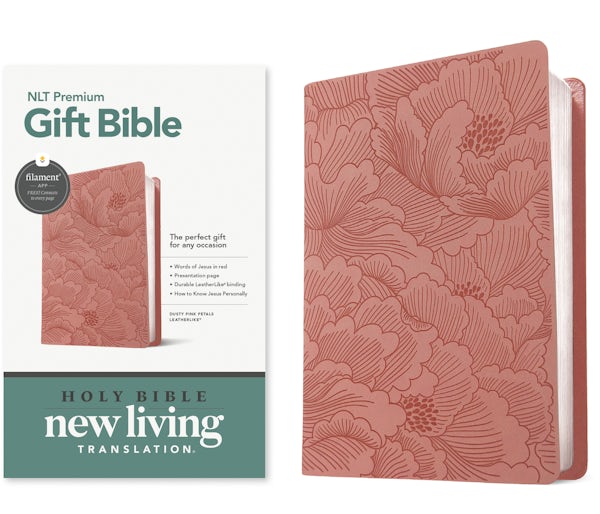 Cover image for Premium Gift Bible Nlt, Filament Enabled (Leatherlike, Dusty Pink Petals, Red Letter), isbn: 9781496489821