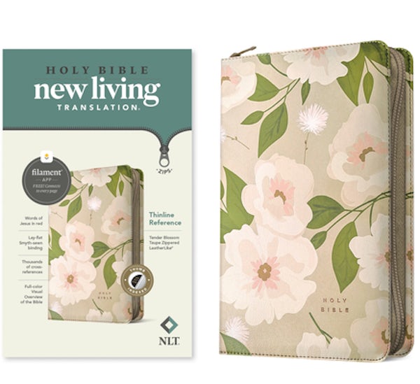 Cover image for NLT Thinline Reference Zipper Bible, Filament Enabled (Leatherlike, Tender Blossom Taupe, Indexed, Red Letter), isbn: 9781496489913