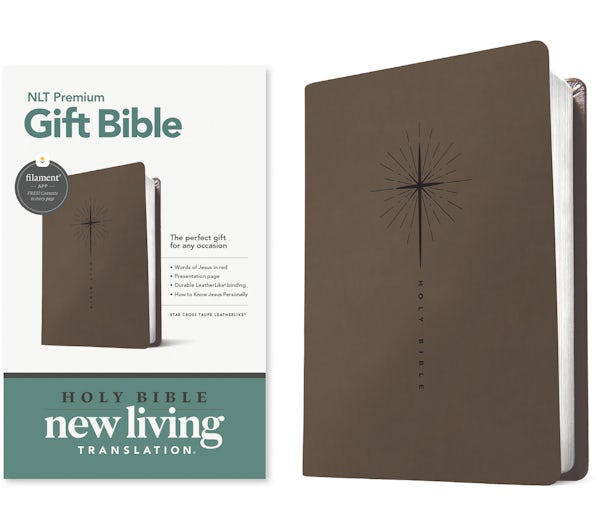 Cover image for Premium Gift Bible Nlt, Filament Enabled (Leatherlike, Star Cross Taupe, Red Letter), isbn: 9781496490735