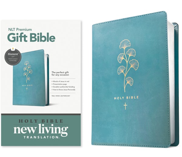 Cover image for Premium Gift Bible Nlt, Filament Enabled (Leatherlike, Teal Cross, Red Letter), isbn: 9781496490742