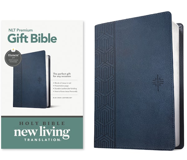 Cover image for Premium Gift Bible Nlt, Filament Enabled (Leatherlike, Blue Cross, Red Letter), isbn: 9781496490766