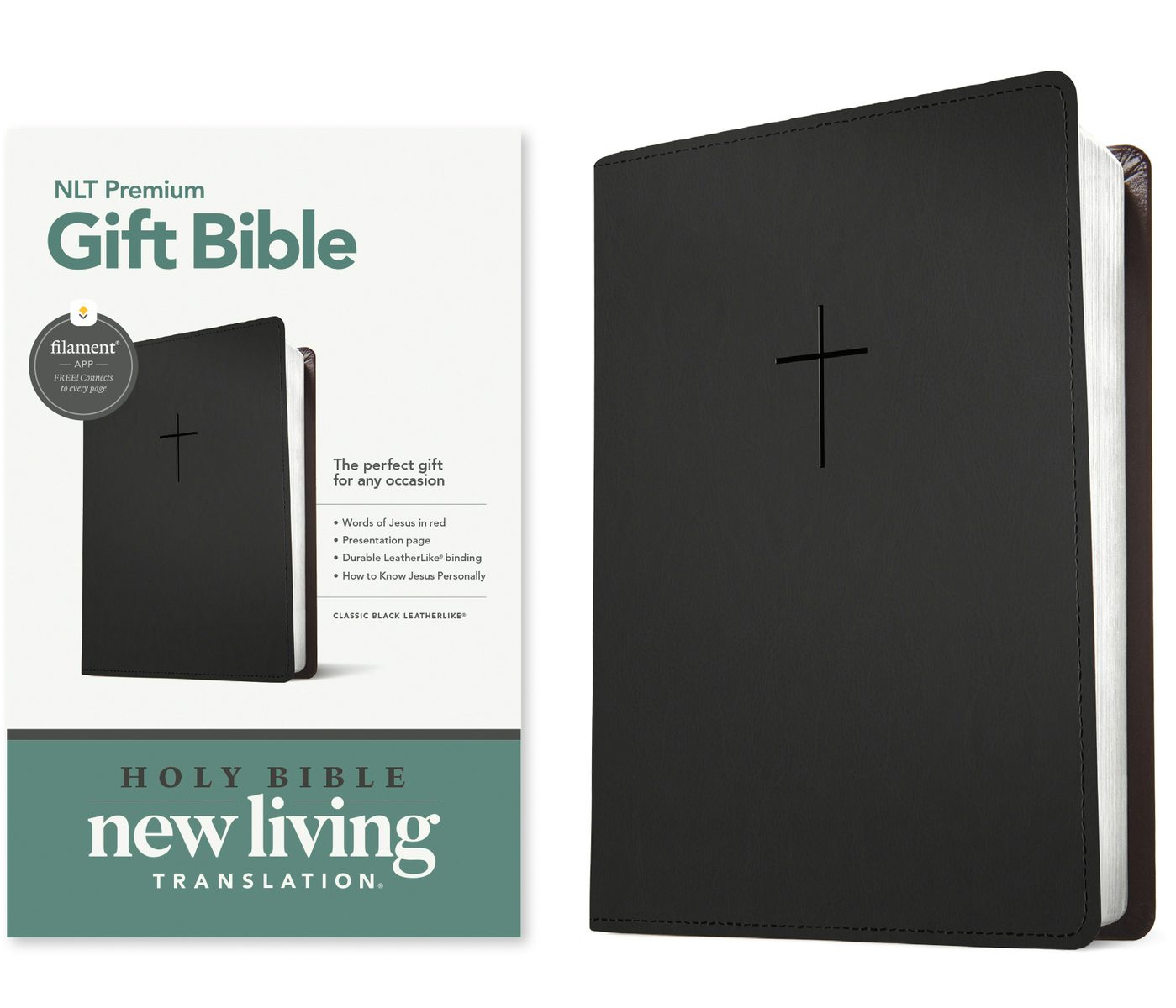 Cover image for Premium Gift Bible Nlt, Filament Enabled (Leatherlike, Classic Black, Red Letter), isbn: 9781496490773
