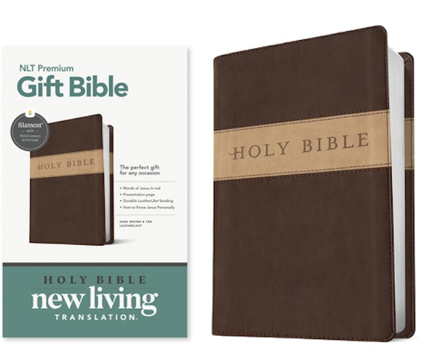 Cover image for Premium Gift Bible Nlt, Filament Enabled, Tutone (Leatherlike, Dark Brown/Tan, Red Letter), isbn: 9781496490780