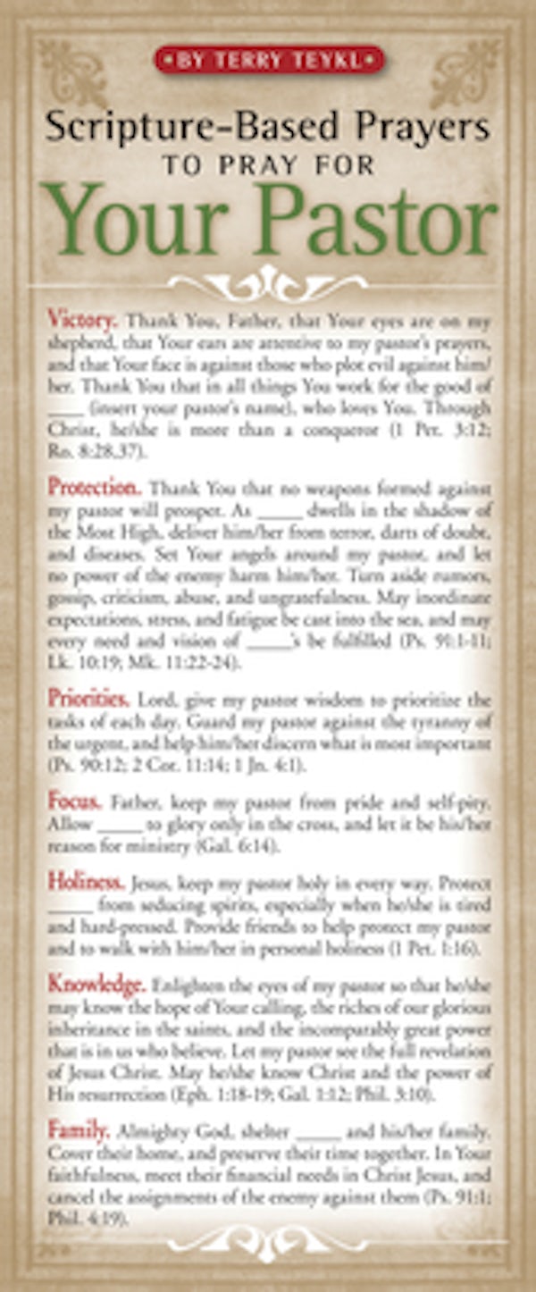 Cover image for Scripture-Based Prayers to Pray for Your Pastor 50-Pack, isbn: 9781576839065