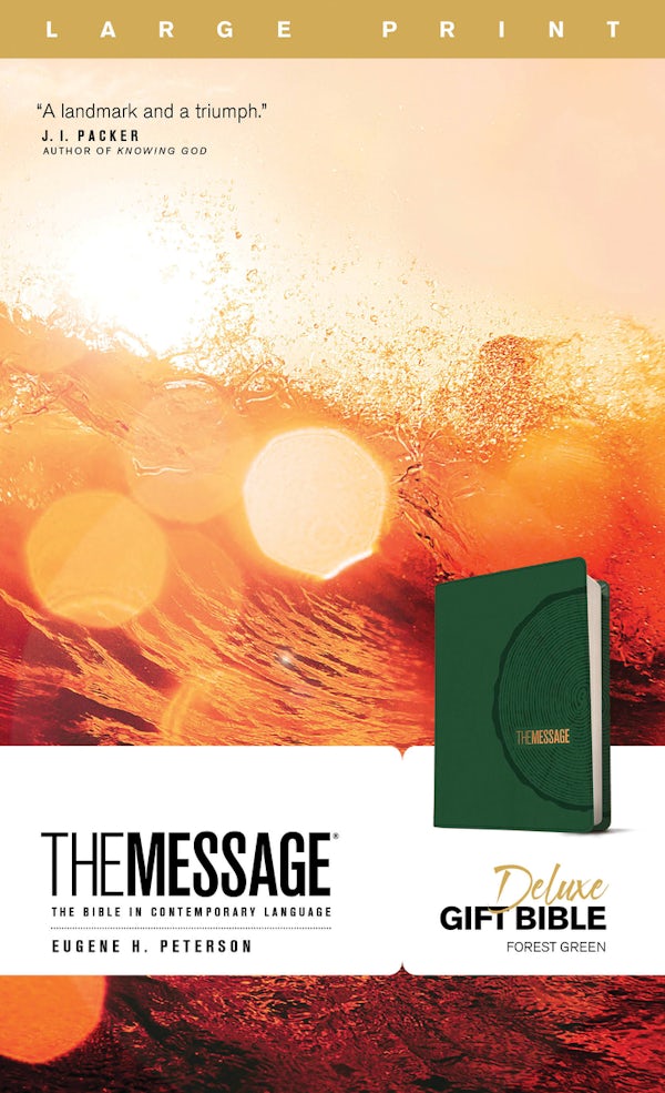 Cover image for The Message Deluxe Gift Bible, Large Print (Leather-Look, Green), isbn: 9781641582506