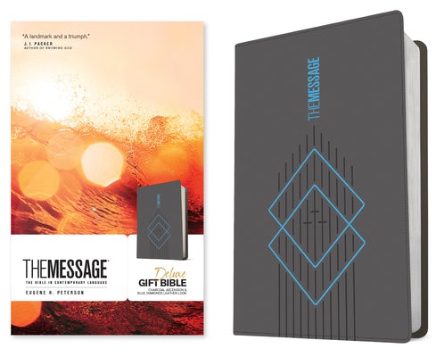 Cover image for The Message Deluxe Gift Bible (Leather-Look, Charcoal Ascension and Blue Diamonds), isbn: 9781641586092
