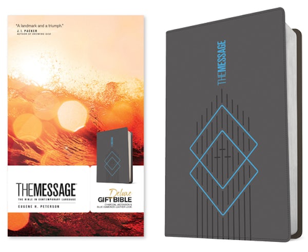 Cover image for The Message Deluxe Gift Bible (Leather-Look, Charcoal Ascension and Blue Diamonds), isbn: 9781641586092