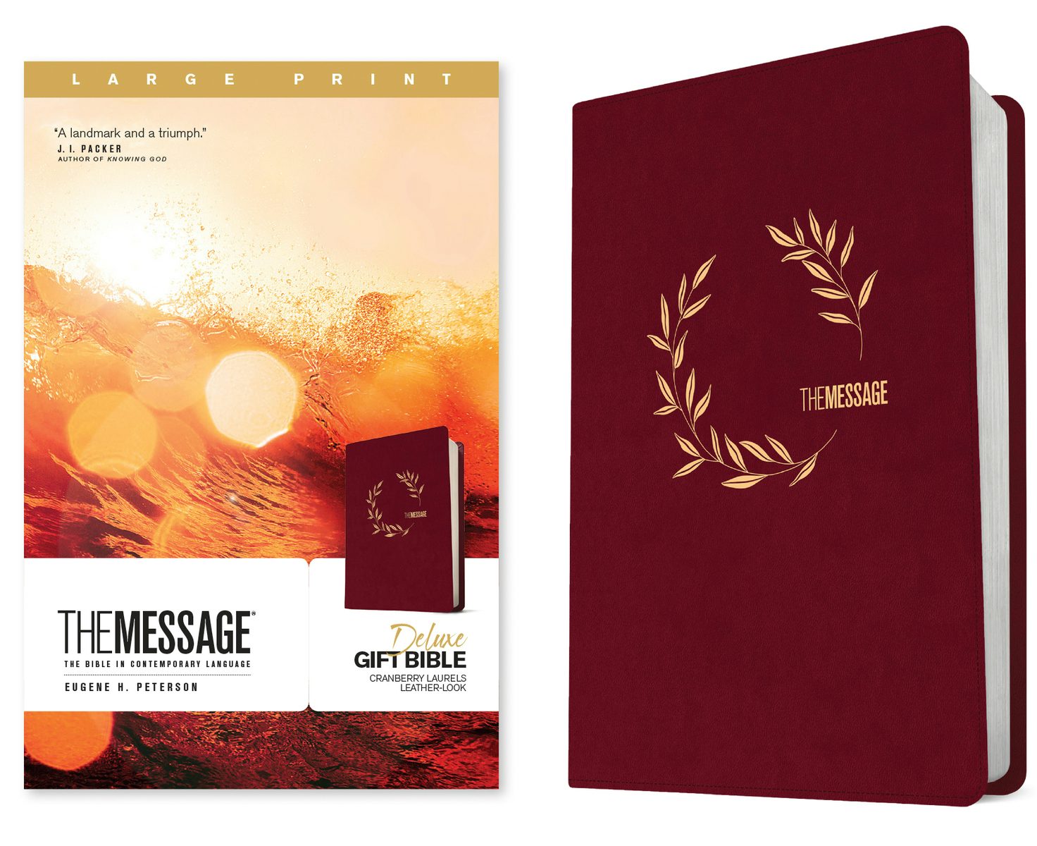 Cover image for The Message Deluxe Gift Bible, Large Print (Leather-Look, Cranberry Laurels), isbn: 9781641586481